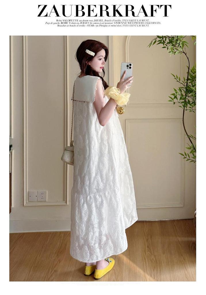 2026 Summer Slim Fit French Fairy Plus Size Sleeveless Maternity Dress
