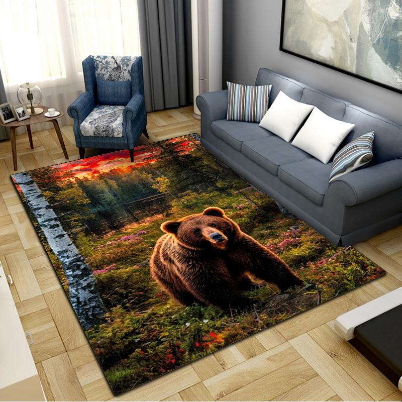 Brown Bear Carpet Rug for Living Room Bedroom Home Sofa Decoration,Kids Play Non-slip Floor Mat