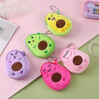 Cute Avocado Plush Purses Small Coin Purse Key Case Bag Money Pouch for Women Gift Mini Handbag