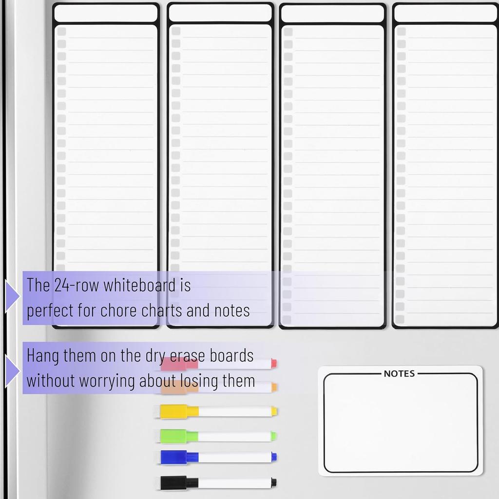 Mr. Pen- 4" x 12" Magnetic Dry Erase to Do List, 11 pcs, 4X Dry Erase to Do List White Board, 6X Colorful Whiteboard Markers and 6" x 4" Magnetic