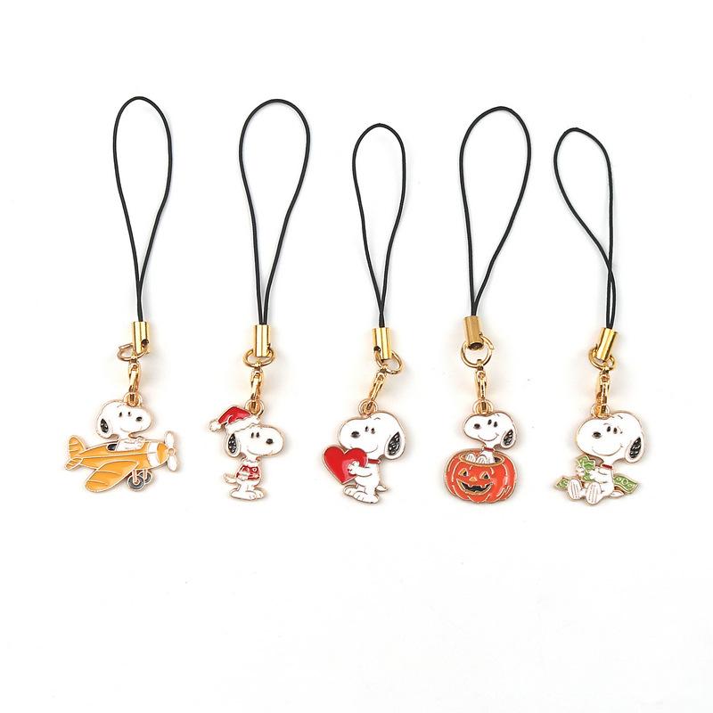 

Popular 5Pcs Kawaii Snoopy Animation Phone Chain Key Lanyard Schoolbag Charm Pendant Bag Keychains For Backpacks For Girls And Bo