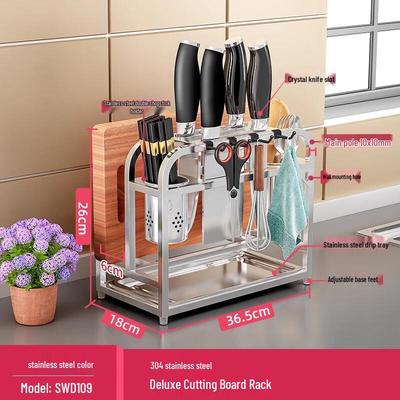 304 Stainless Steel Kitchen Knife & Cutting Board Storage Rack