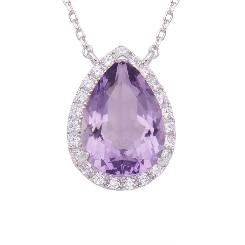 Simple Large Natural Color Treasure Amethyst Citrine Necklace Women'S S925 Sterling Silver Light Luxury High Sense
