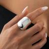 SHIXIN Punk Minimalist Smooth Metal Silver Color Rings Women New Fashion Creative Geometric Finger Ring Birthday Party Jewelry
