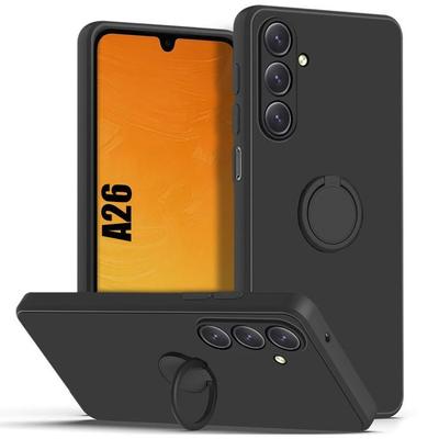 Schutzhülle - BOOLING - für Samsung Galaxy A26 5G - Silikon Schwarz - Stoßfest - Drehbarer Ring
