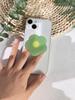 Cartoon Floral Pattern Transparent Phone Stand Foldable Ring Buckle Stand Green
