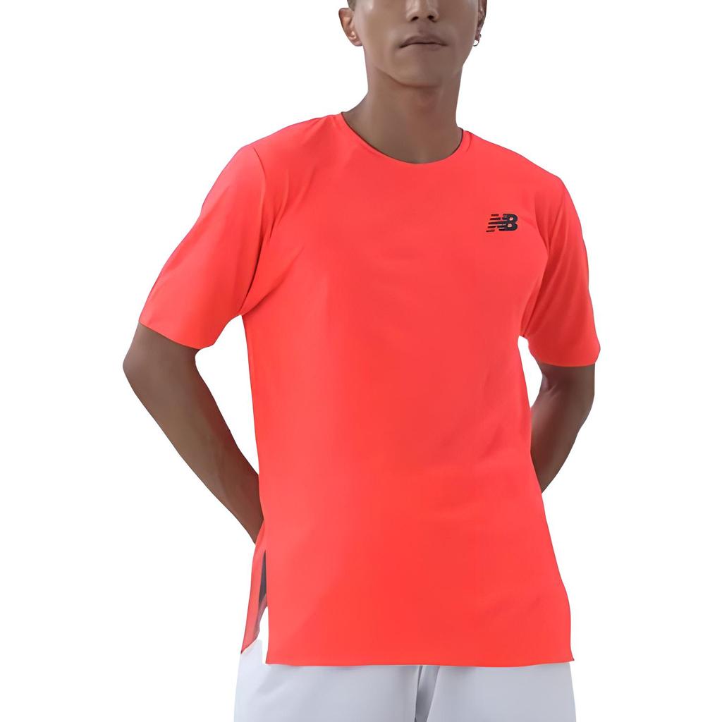 New Balance T Shirts Men's Red Crew Neck Moderate Straight Fit MT23281-ERE