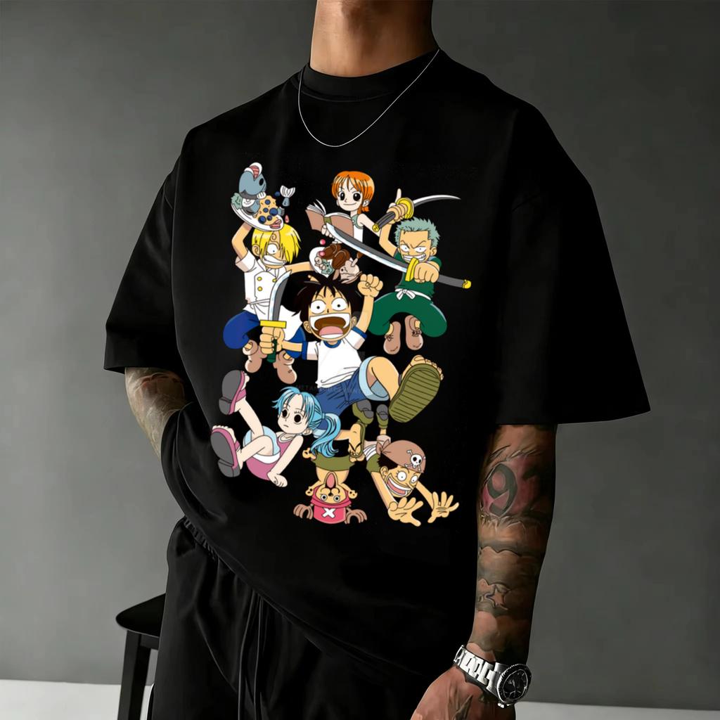 One Piece Anime T Shirt Unisex Unisex Cotton Short Sleeve Tee Tops 2026 Summer Luffy Zoro Sanji Graphic Print Streetwear Casual Y2k