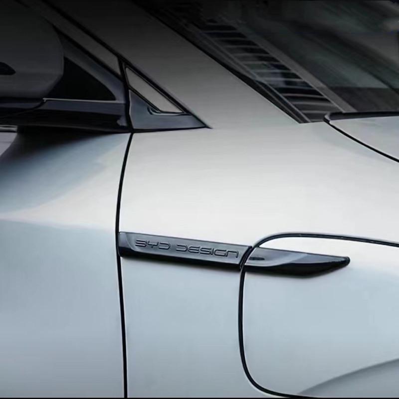 For Byd Atto 3 Yuan Plus   2024 Door Side Label Chrome Plated Strip Black Styling Sticker Auto Parts Fender Cover 3pcs