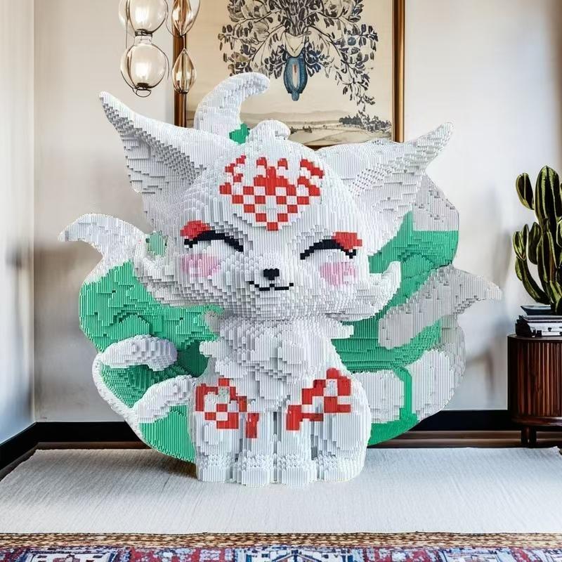 5682-teiliges grünes neunschwänziges Fuchs-Bausteinset, Partyspiele, Büro- und Heimdekoration, DIY-Handgemachtes Set, kreatives Bauspielzeug