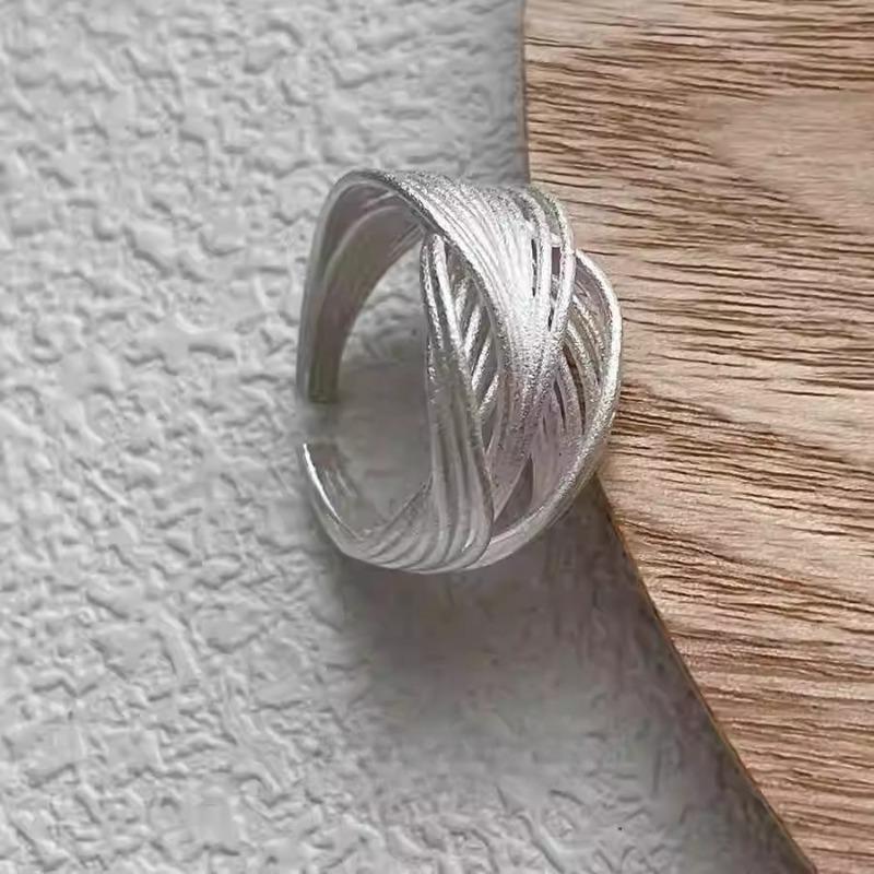 925 Sterling Silver Retro Plain Silver Ring for Women Does Not Fade, Light Luxury, High-end Sense, Versatile Opening Fashion Personality Ring