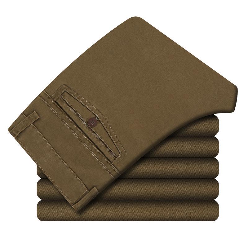 Men's Autumn & Winter Pure Cotton Loose-Fit Business Casual Trousers for Middle-Aged & Elderly