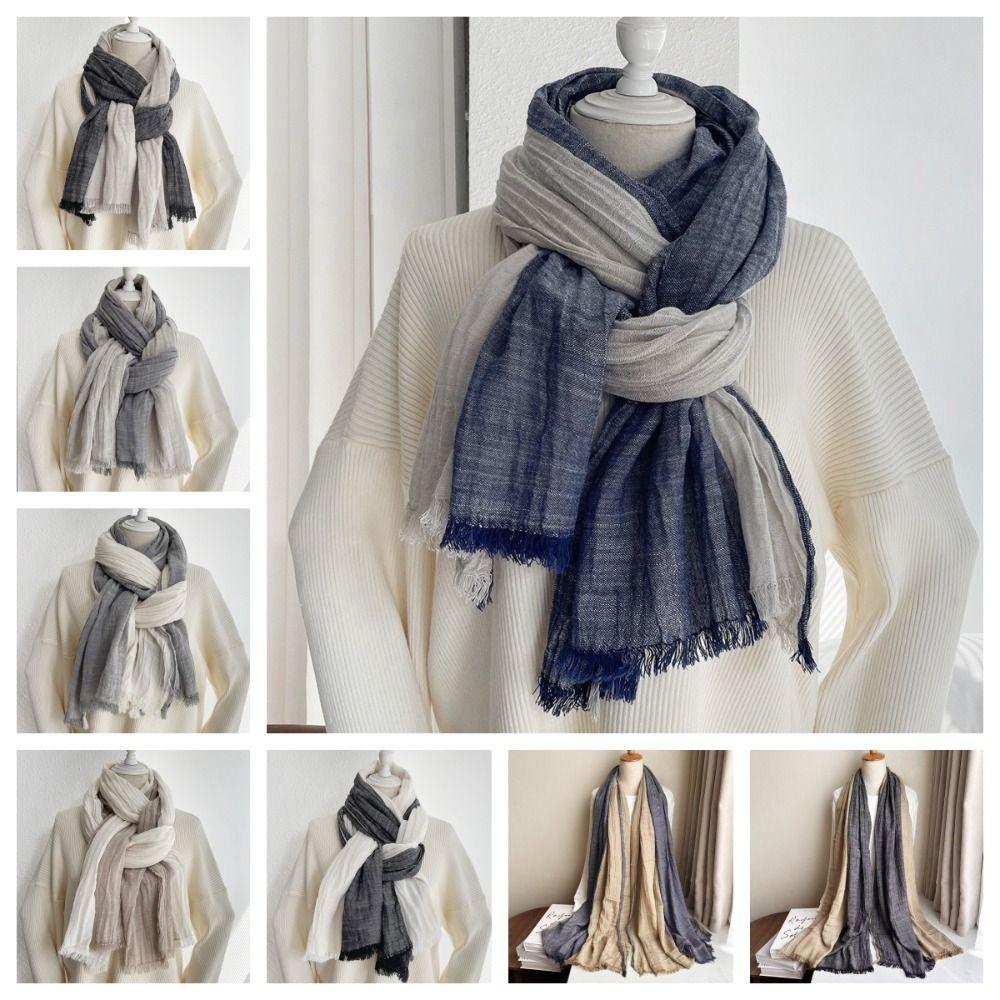 Japanese Retro Cotton Scarf Unisex Men Scarves New Tassel Shawl Gift