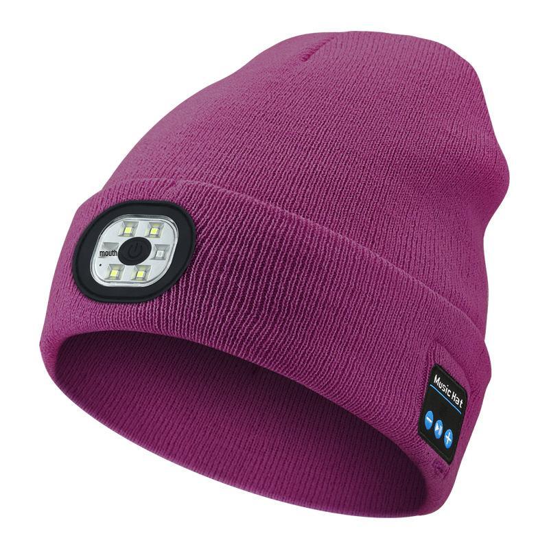 Luminous LED Headlamp Music Hat with Wireless Bluetooth Earphones for Night Running & Fishing