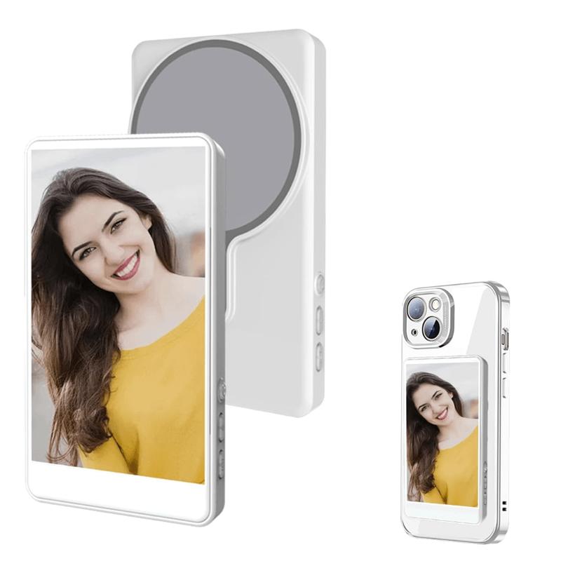 

Магнитный держатель для телефона, экран монитора для видеоблога, таймер для селфи, монитор с использованием задней камеры для прямой трансляции, создания контента, таймер для селфи белый