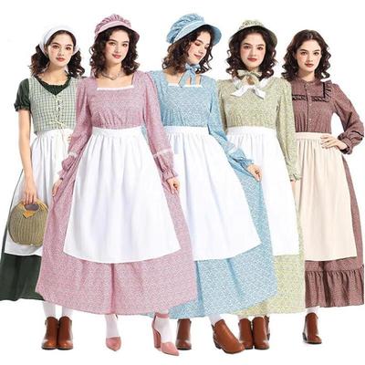Carnival Halloween Little House Costume Prairie Pioneer Olden Day Girl Laura Role Play Cosplay Fancy Party Dress