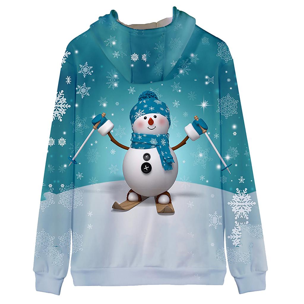 Men's Chrismas 3D Printed Fashion Jacket  Zipper Hooded Loose Casual Holiday Coat Zipper