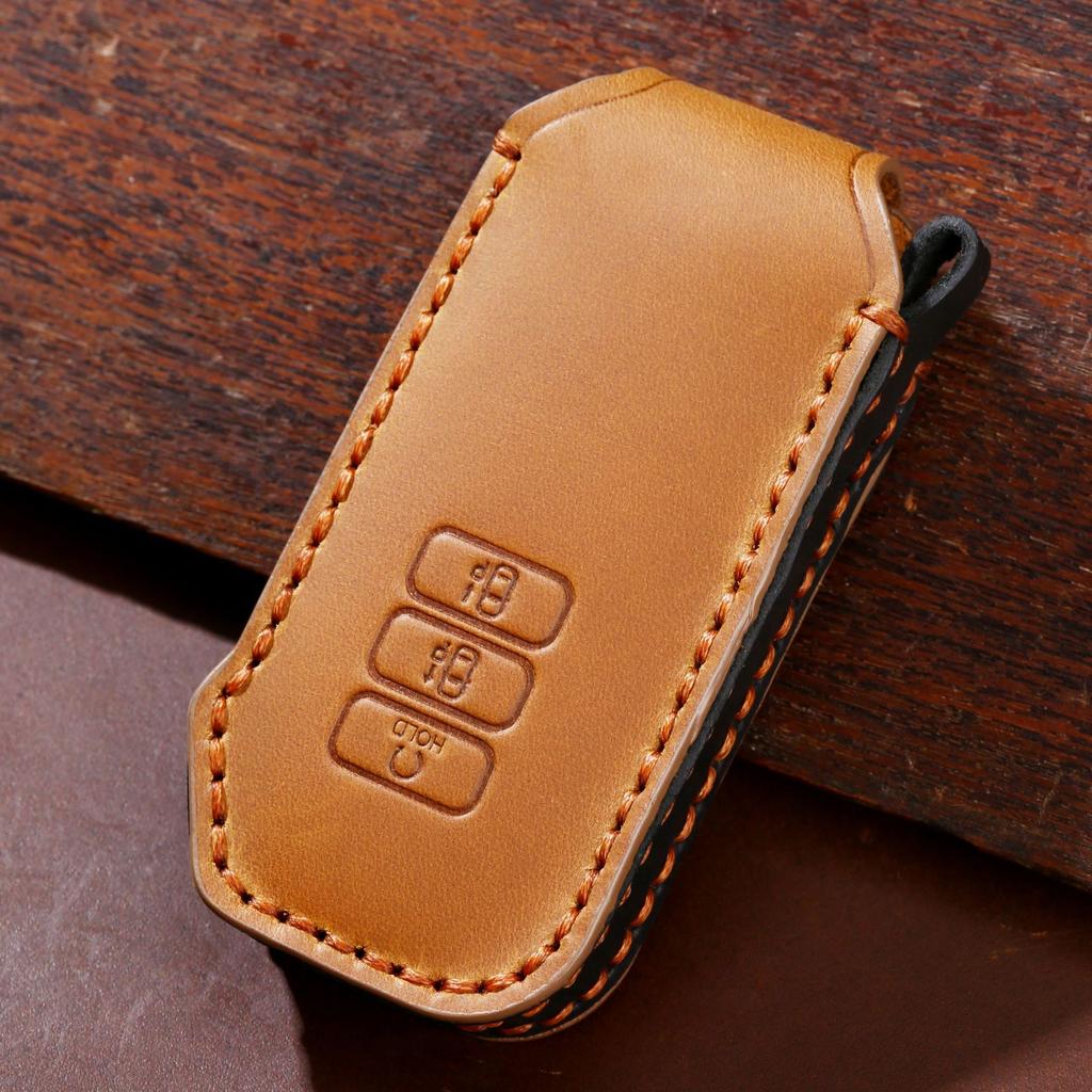 Luxus-Autoschlüsseletui aus echtem Leder, Schlüsselanhänger-Zubehör für Kia Ev6 Seltos K5 Sorento Mq4, 7-Tasten-Schlüsselanhänger-Halter-Shell