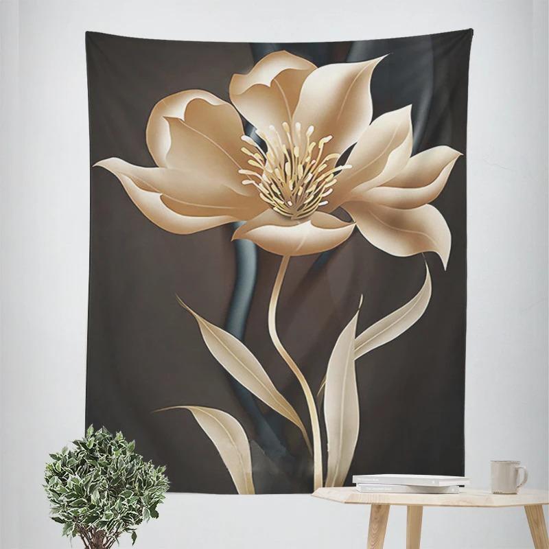Simple Golden Floral Decorative Tapestry Home Wall Decor Office Living Room Tapestry