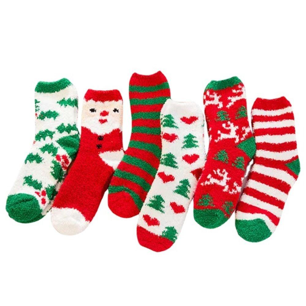 Non-slip Christmas Velvet Socks Winter Carpet Socks Xmas Gifts Fluffy Floor Socks  Women