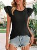 Women's Ruffle Cap Sleeve T Shirt Crew Neck Lace Feminine Summer Top