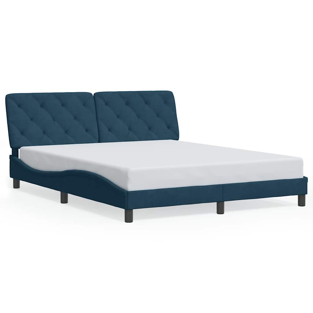 Bed Frame without Mattress Blue 160 x 200 cm Velvet