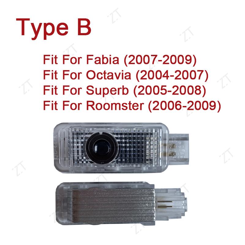 REOY4 For Skoda Superb Octavia Kodiaq Fabia Karoq HD Glass Lens Car Door Light Laser Decor Projection Lamp Never Fade Car Accessories