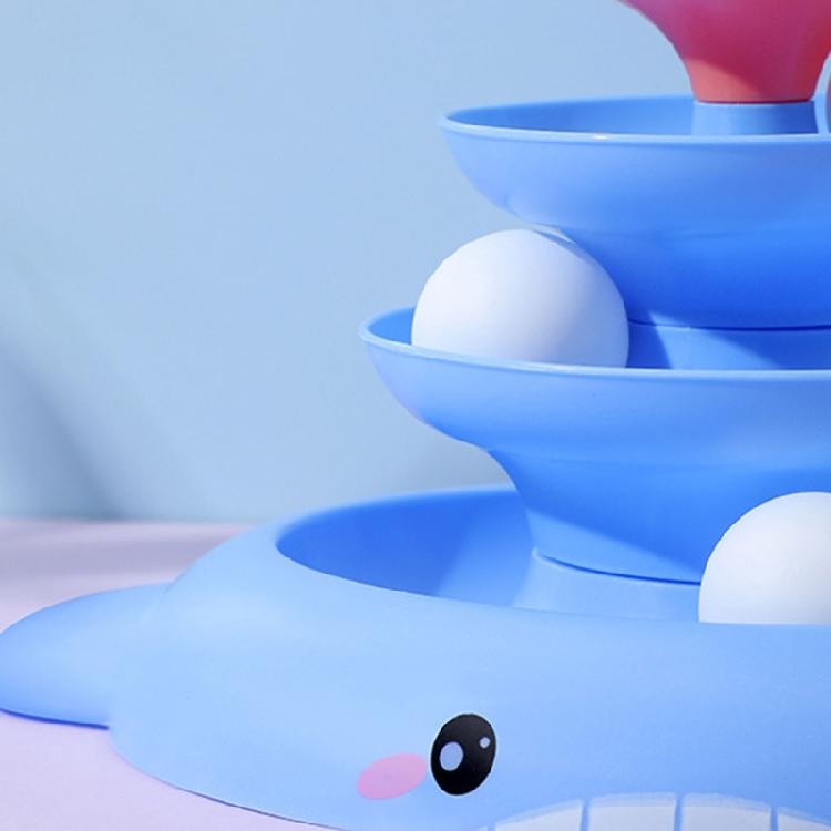 Interactive Cat Toy 3 Level Tower Turntable Ball Track Toy with 3pcs Ball