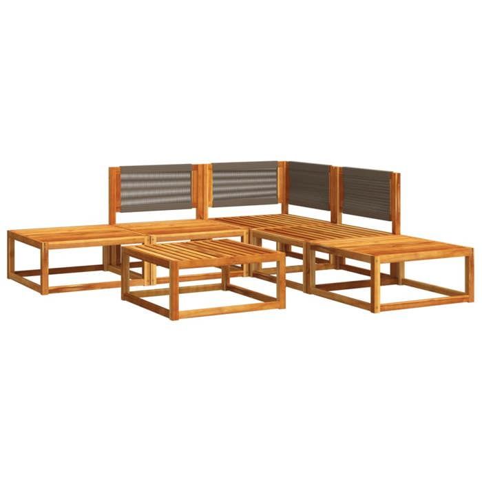 VidaXL 6-Piece Garden Sofa Set with Cushions In Acacia Wood and Rope 3278823