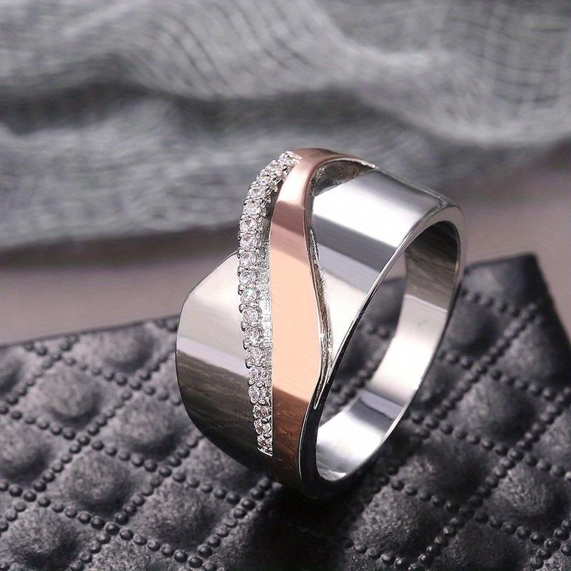 Exaggerated Personality Micro Pave Synthetic Zirconia Retro Large Rings for Women Luxury Crisscross Statement Punk Rings