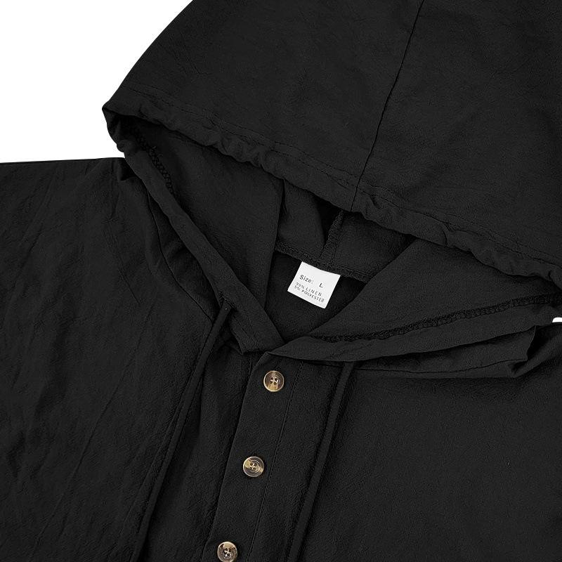 Spring and Autumn New Loose Linen Men's Breathable Hooded Long-sleeved Beach Casual Hoodie