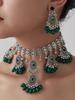 Exaggerated Indian-Style Rhinestone Tassel Necklace & Retro Ethnic Earrings Set
