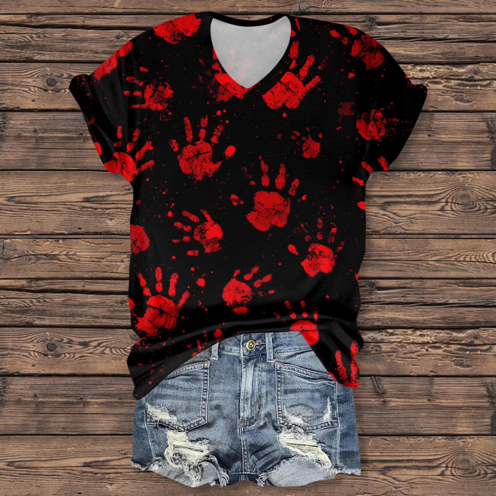 

Женская мода повседневная рубашка с рукавом три четверти и принтом букв на Хэллоуин XL