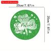 2D flat 20*20cm1pc Happy St.Patrick'sDay Three-leaf clover patterns hanging wooden sign Wall decoration, St.Patrick'sDay round door Pendant Suitable