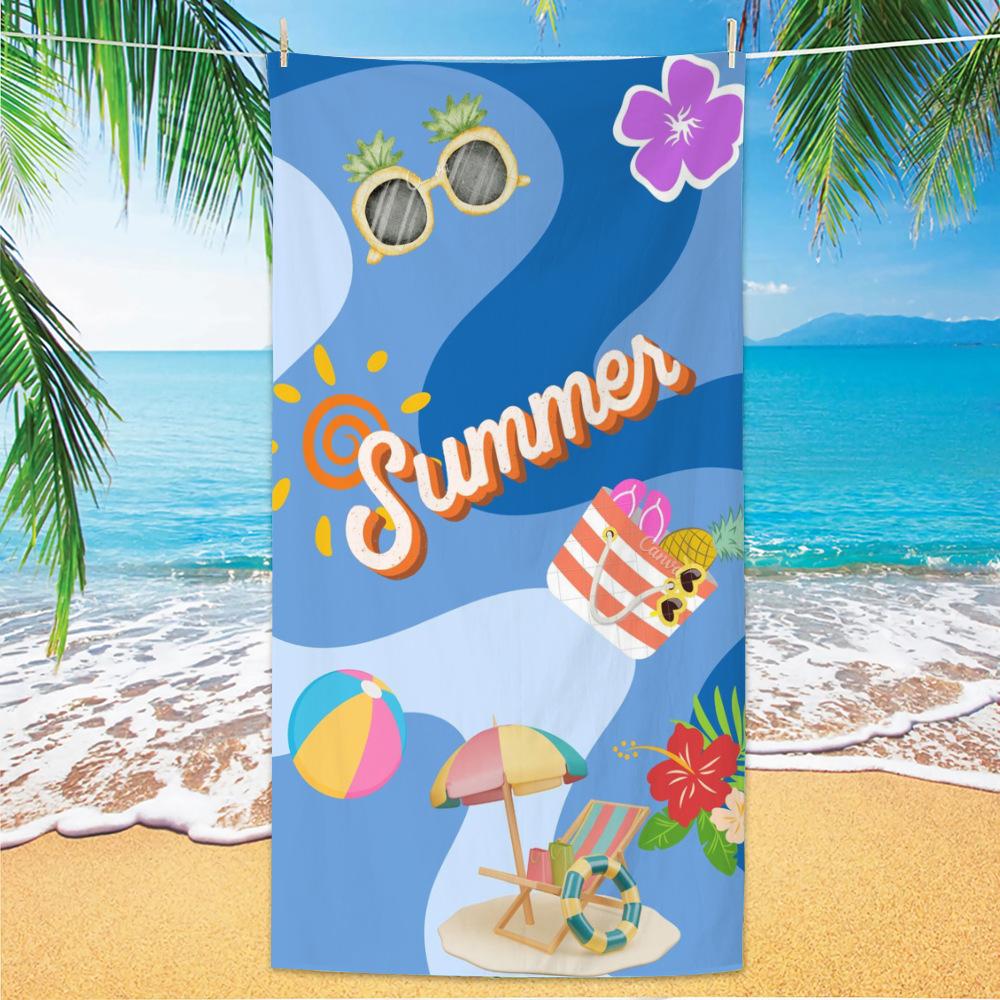 Ultra Fine Fiber Beach Towels, Beach Swimming Speed Drying Velvet Bath Towels, Printed Fashionable Bath Towels Towels Face Towel