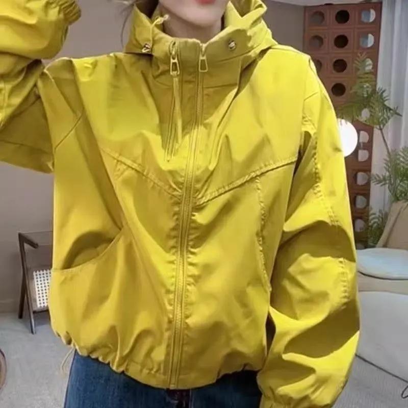 Fashion Hooded Short Jacket Women Streetwear Double Zipper Coat Casual Top Loose Outerwear Students Jackets Spring Autumn