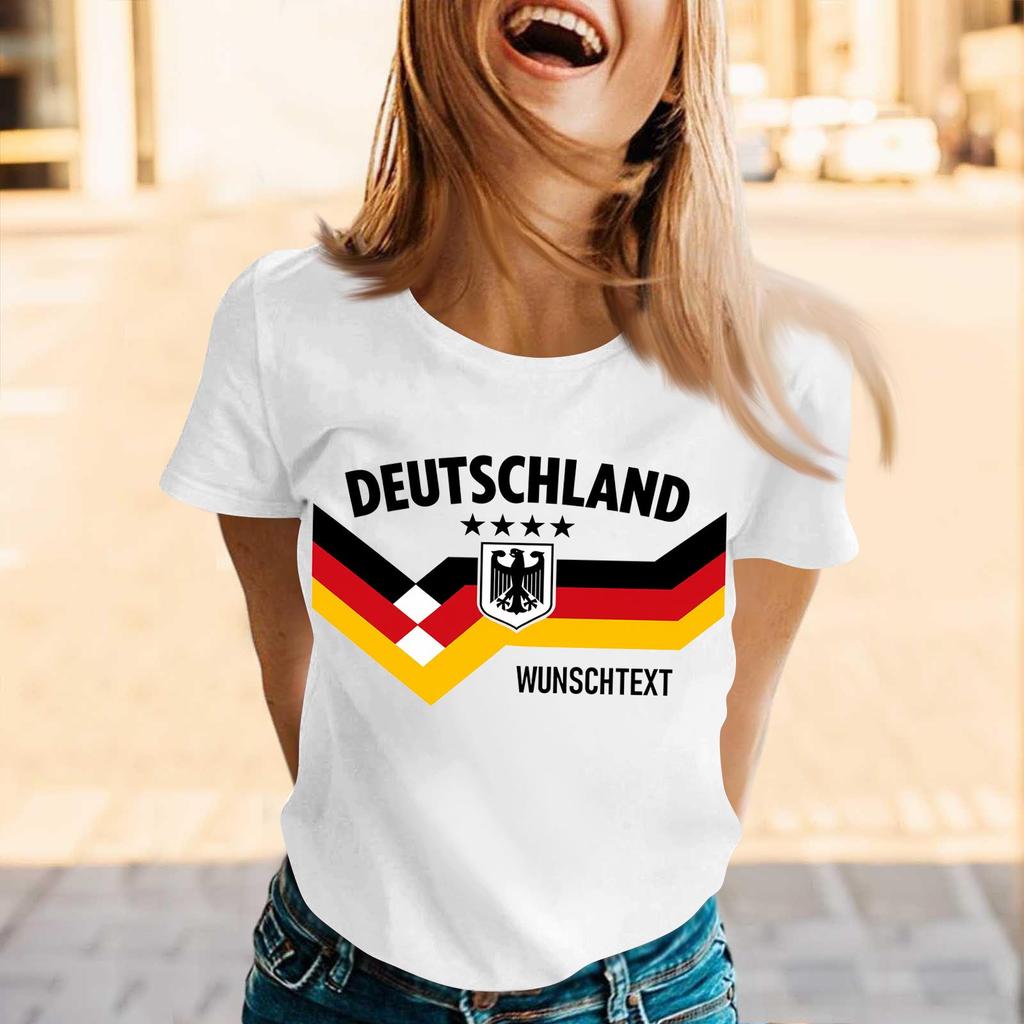 Women Casual Pullover T Shirt Short Sleeve Crew Neck Tee Top Letter Print Germany Supporter Design