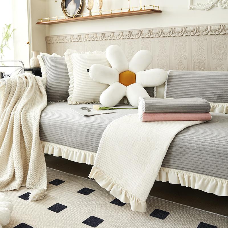 Winter Plüsch Sofakissen Vier Jahreszeiten Universell Rutschfest Einfach Modern Bezug All-Inclusive Vollständig Bedeckt Stoff Verdickt