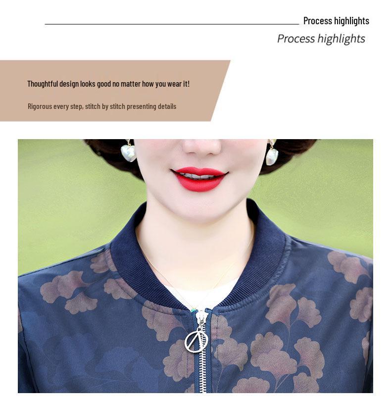 Mother's 2026 Spring/Autumn Lapel Jacket for Women - Middle-Aged & Elderly, Loose, Stylish Top.