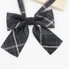 Adjusted Pre-Tied Necktie Vintage Gray Checkered Print Japanese College Bowtie
