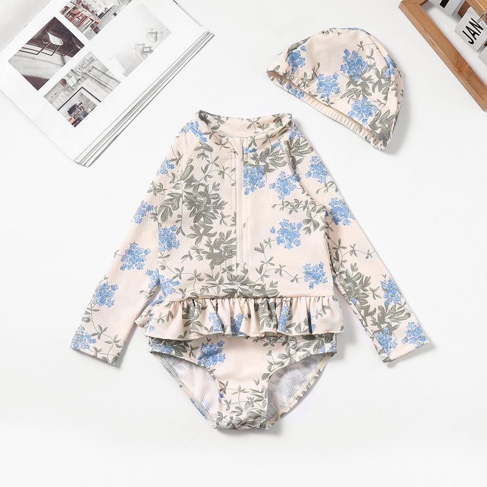 Flickornas Blommig Spetsig Baddräkt i Ett Del för Spädbarn och Småbarn