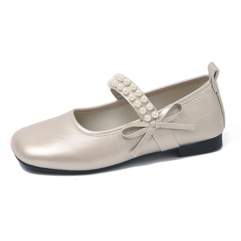 

Жемчужные туфли Мэри Джейн с квадратным носком, женские новые туфли на плоской подошве с бантом, туфли-бини с неглубоким вырезом, нежные 40 шампанского