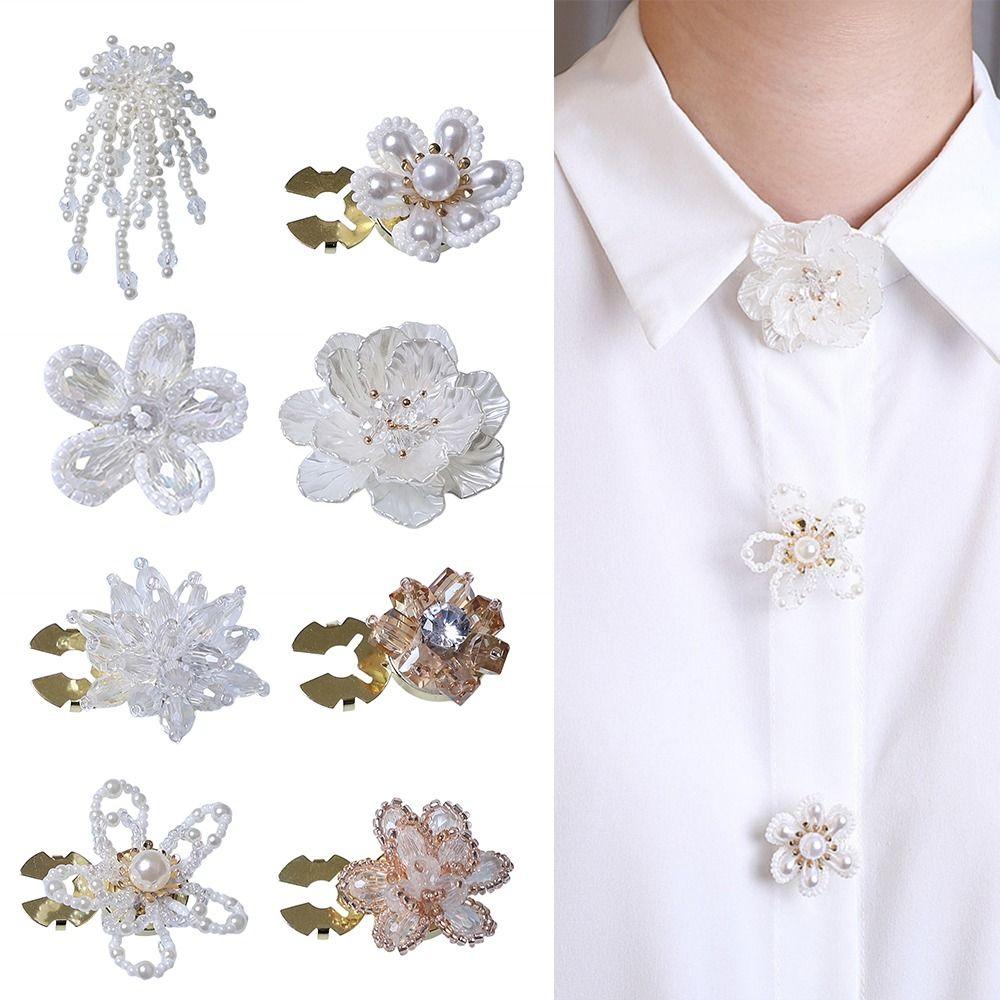 New Design On Shirt Pearl Button Cover DIY Accessories Alloy Flower Cufflinksble Decor Shirt Button Box for Men Women