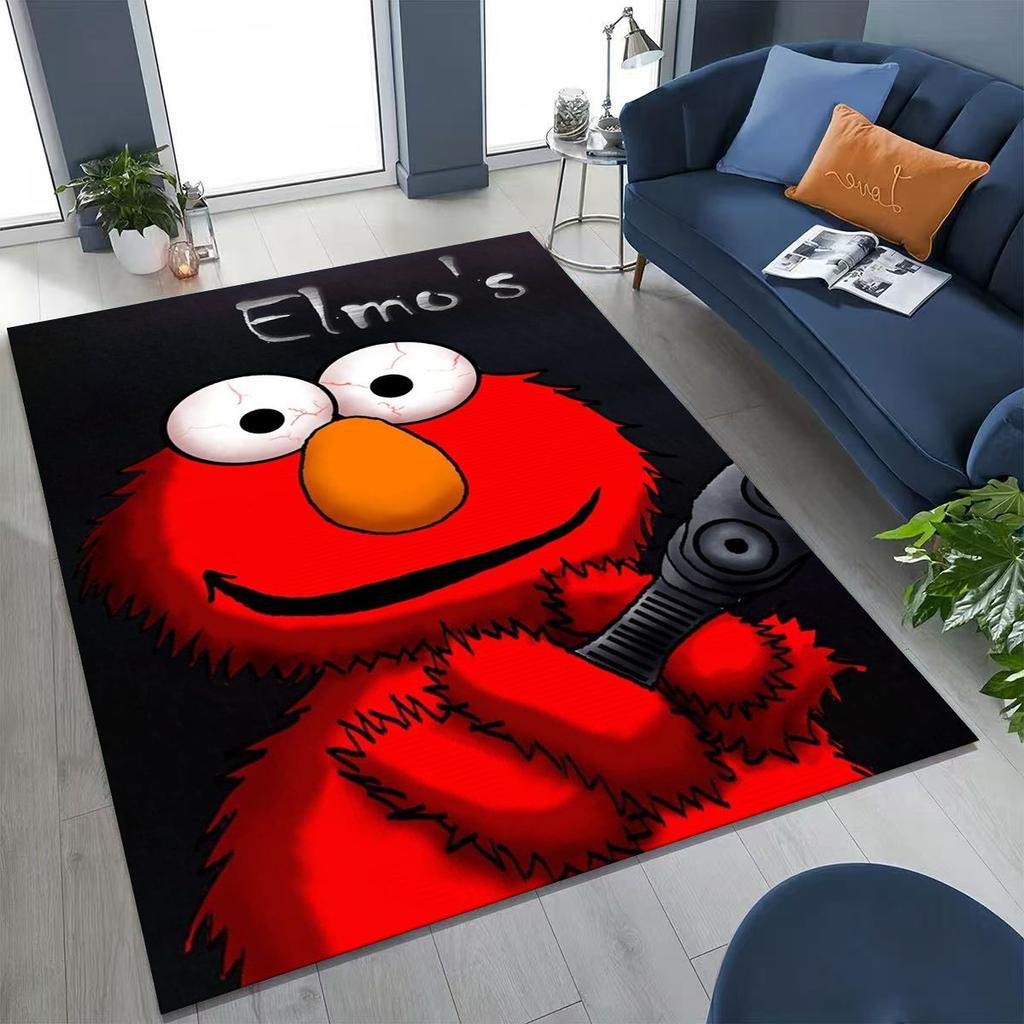 3D S-Sesam Cartoon Kunst Teppich für Schlafzimmer Wohnzimmer Sofa Zuhause Fußmatte Dekor,Große Kinder Spiel Rutschfeste Bodenmatte