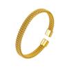 European & American Stainless Steel C-Shaped Open Bangle: Unisex Twist Snake Bone Honeycomb Design