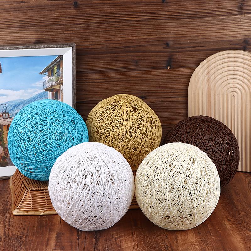 Round Concise Hand-Woven Rattan Vine Ball Pendant Lampshade Light Lamp Shades Light Accessories(20Cm Diameter)