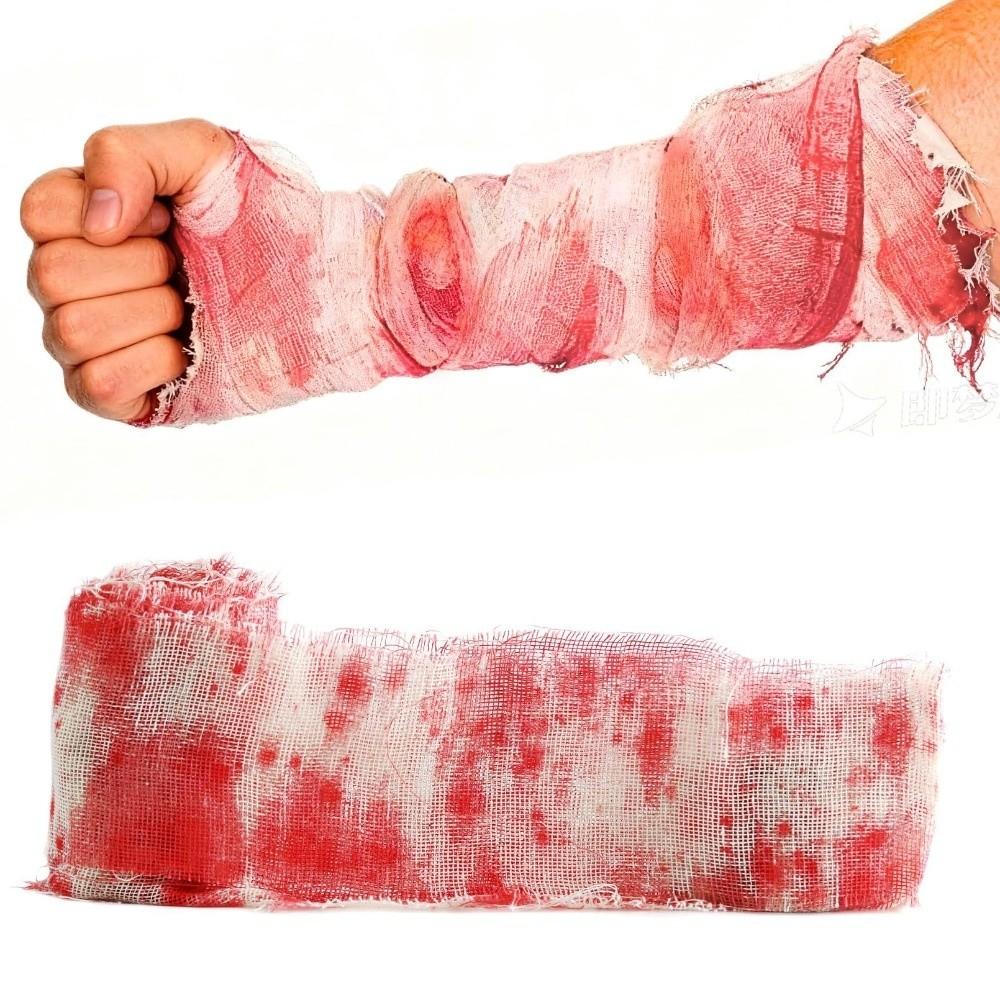 5/10/15/20M Blood Gauze Bandage Blood Stained Scary Bloody Cloth Strips DIY Hanging Halloween Doorway Curtains Window