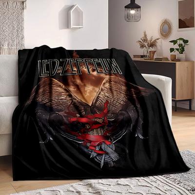 1PC Led Zeppelin Band Logo Blanket Soft Warm All Season Throw for Sofa, Bed, Car, Office Vibrant Colorful Design, Durable & Cozy Gift