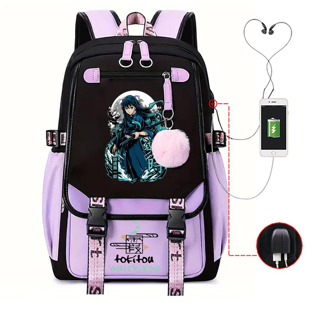 RiMan Peripheral Cartoon Printing Primary and Secondary School Students Backpack Outdoor Travel Backpack Unisex Schoolbag