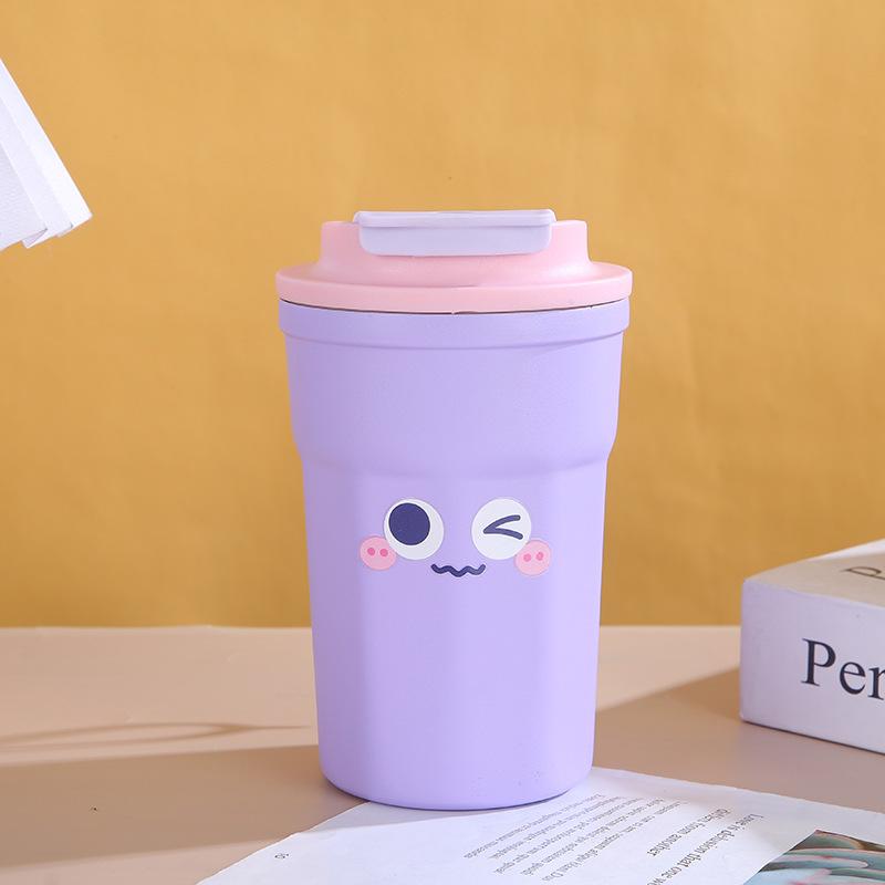 Stainless Steel Vacuum Cup High Appearance Level Flip Coffee Cup Outdoor Portable Car Cup